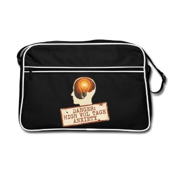 High Voltage Anxiety Warnschild - Retro Tasche - Schwarz/Weiß - Vorne