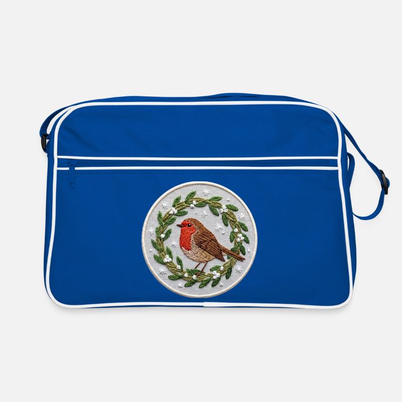 Robin mistletoe Christmas (printed) Retro Bag