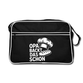 Opa Backt Das Schon – Brot Motiv - Retro Tasche - Schwarz/Weiß - Vorne