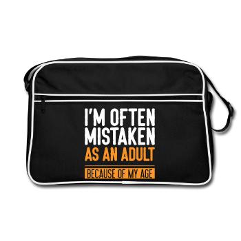 Often Mistaken as an Adult Funny Age Quote - Retro Bag - black/white - Front