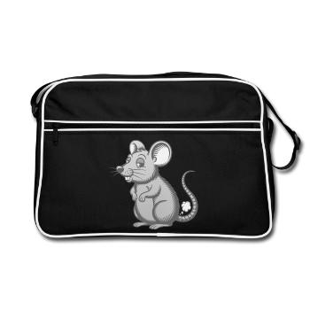 farting mouse, farting, farting, farts, farts, little mouse - Retro Bag - black/white - Front