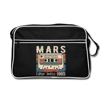 Birthday 1965 March 1965 born in March 1965 - Retro Bag - black/white - Front