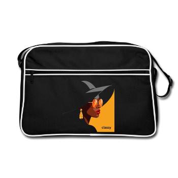 Elegant woman with hat and sunglasses - Retro Bag - black/white - Front