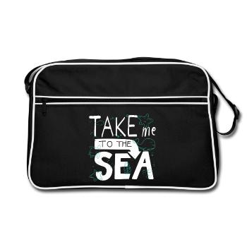 Emmène-moi à la mer – Gribouillage Sea Saying - Sac Retro - noir/blanc - Devant