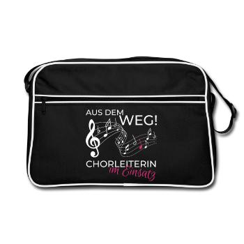 Chorleiterin im Einsatz - Retro Tasche - Schwarz/Weiß - Vorne