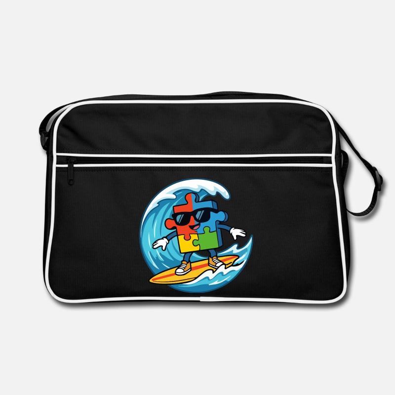 Cool Surfing Puzzle Piece Mascot Summer Beach Art Retro Bag