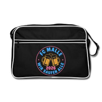 Malle 2026 FC Malle wir saufen alle - Retro Tasche - Schwarz/Weiß - Vorne