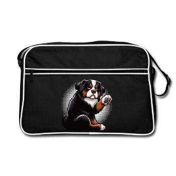 Bouvier bernois, chiens de montagne, propriétaires de chiens de montagne - Sac Retro - noir/blanc - Devant