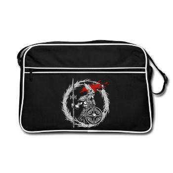 Guerrier viking intrépide - Valhalla attend - Sac Retro - noir/blanc - Devant