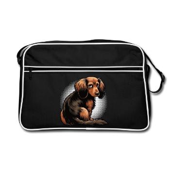 Long-haired Dachshund Dachshund Holder Dachshund Tekkel - Retro Bag - black/white - Front