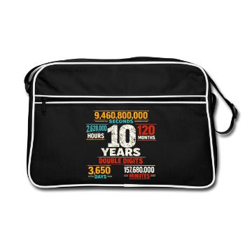 10 Years Double Digits Birthday Retro Design - Retro Bag - black/white - Front