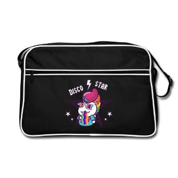 Vomit Rainbow Unicorn Disco Star pour les enfants, bébé - Sac Retro - noir/blanc - Devant