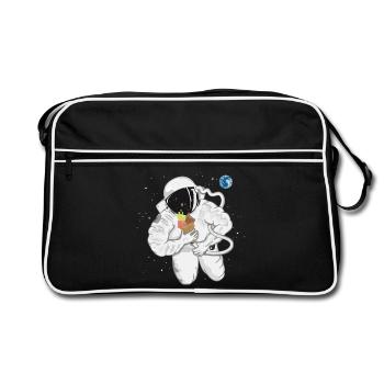 Un astronaute avec un cornet de crème glacée - Sac Retro - noir/blanc - Devant