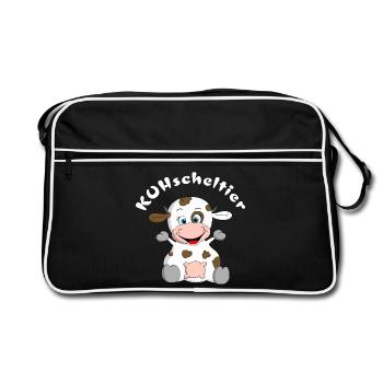 Vache en peluche = KUHscheltier - Sac Retro - noir/blanc - Devant