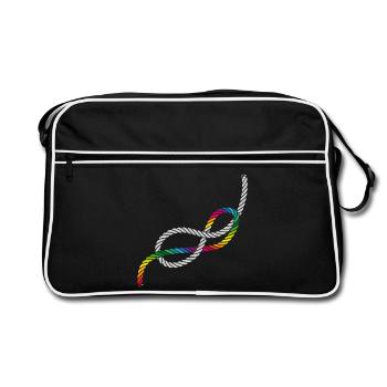 Huit nœuds ou nœuds d'amour aux couleurs de l'arc-en-ciel - Sac Retro - noir/blanc - Devant