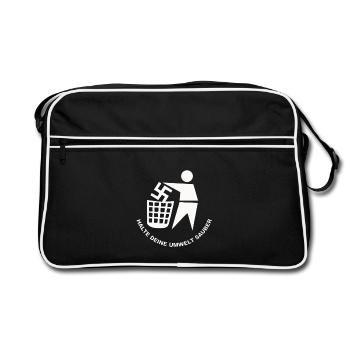 Halte Deine Umwelt Sauber - Retro Tasche - Schwarz/Weiß - Vorne