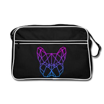 Bouledogue Français Logo polygonal grand - Sac Retro - noir/blanc - Devant