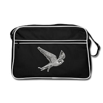Falke im Flug - Retro Tasche - Schwarz/Weiß - Vorne