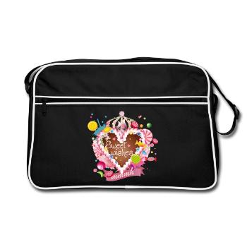 Cœur en pain d’épices avec souhaits de glaçage et couronne - Sac Retro - noir/blanc - Devant