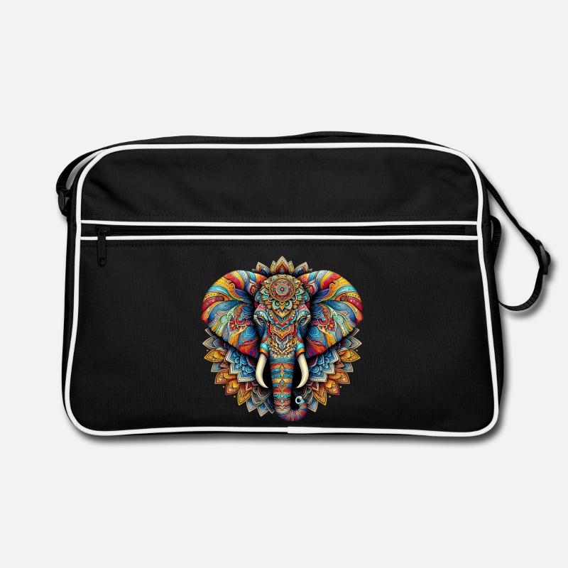 Éléphant décoré de Mandalas Sac Retro