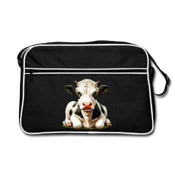 Kuh - Retro Tasche - Schwarz/Weiß - Vorne