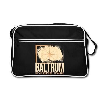 Baltrum Koordinaten - Retro Tasche - Schwarz/Weiß - Vorne