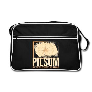 Pilsum Koordinaten - Retro Tasche - Schwarz/Weiß - Vorne