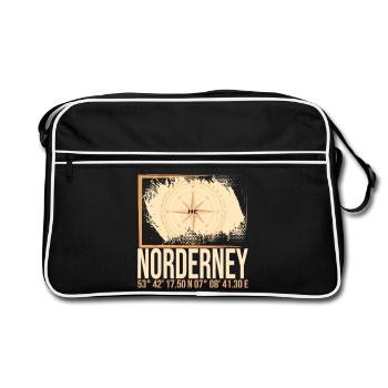 Norderney Koordinaten - Retro Tasche - Schwarz/Weiß - Vorne
