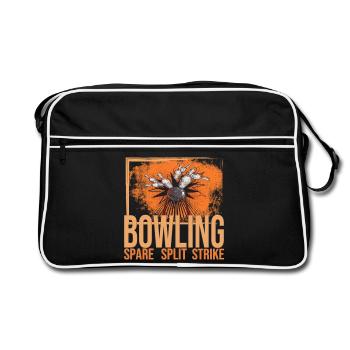 Bowling - Spare - Split - Strike - Retro Tasche - Schwarz/Weiß - Vorne