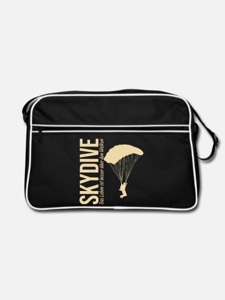 Skydive - Das Leben ist besser über den Wolken - Retro Tasche - Schwarz/Weiß