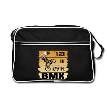 Passion - Life - Adventure - BMX - Retro Tasche - Schwarz/Weiß - Vorne