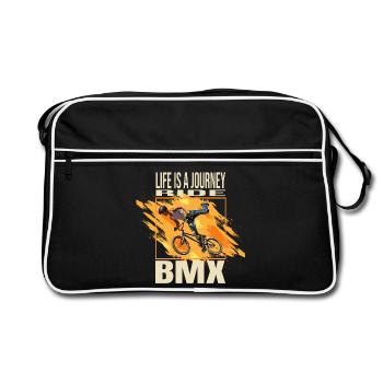 Life is a journey - Ride BMX - Retro Tasche - Schwarz/Weiß - Vorne