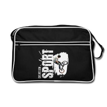 Eins mit dem Sport - BMX - Retro Tasche - Schwarz/Weiß - Vorne