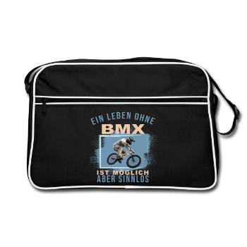 Ein Leben ohne BMX ist möglich, aber Sinnlos - Retro Tasche - Schwarz/Weiß - Vorne