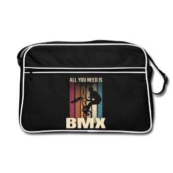 All you Need is BMX - Retro Tasche - Schwarz/Weiß - Vorne