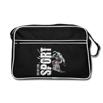 Eins mit dem Sport - Snowboard - Retro Tasche - Schwarz/Weiß - Vorne