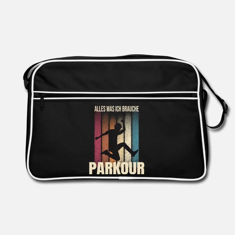 Alles was ich brauche - Parkour - Retro Tasche - Schwarz/Weiß