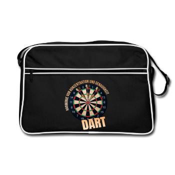 Harmonie von Konzentration &Genauigkeit - Dart - Retro Tasche - Schwarz/Weiß - Vorne