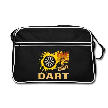 One Hundred Eighty - Dart - Retro Tasche - Schwarz/Weiß - Vorne