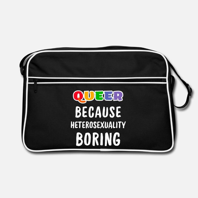 Queer because heterosexuality boring - Retro Bag - black/white