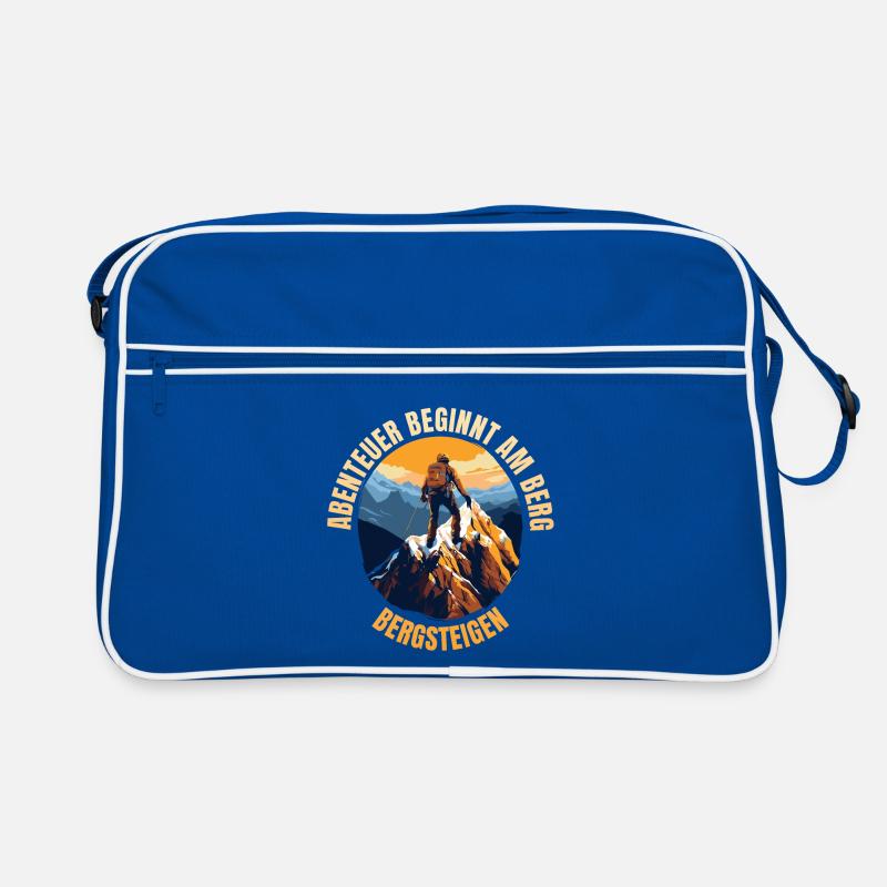 Abenteuer beginnt am Berg Retro Tasche