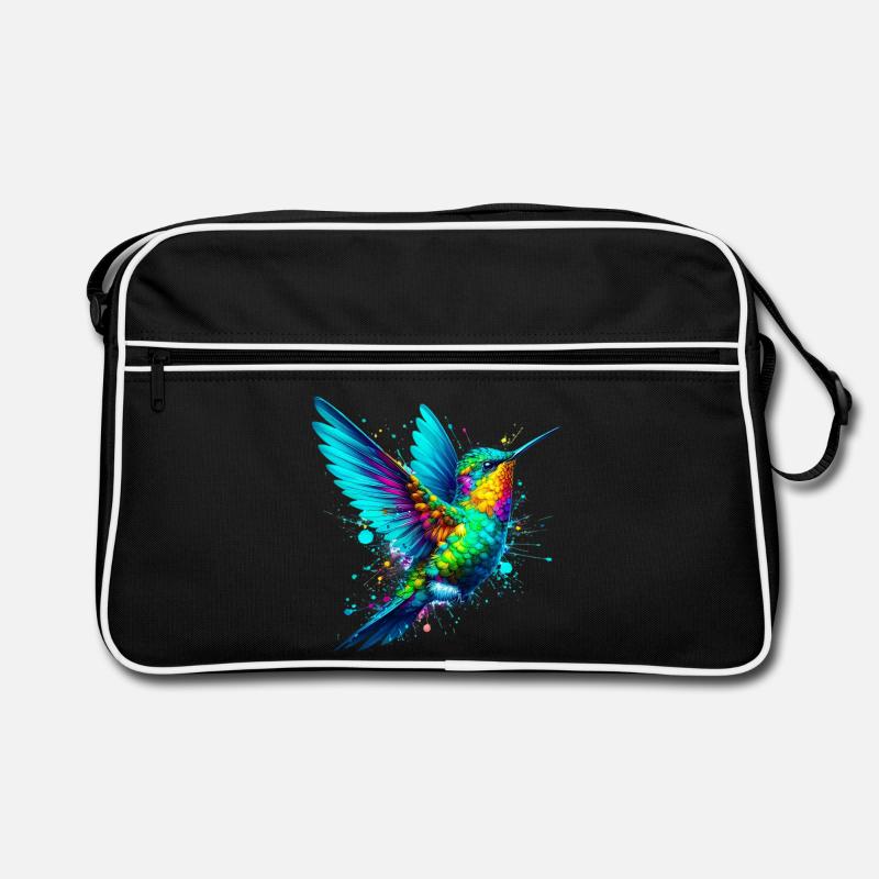 Kolibri - Retro Tasche - Schwarz/Weiß