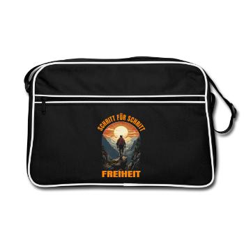 Schritt für Schritt Freiheit - Retro Tasche - Schwarz/Weiß - Vorne