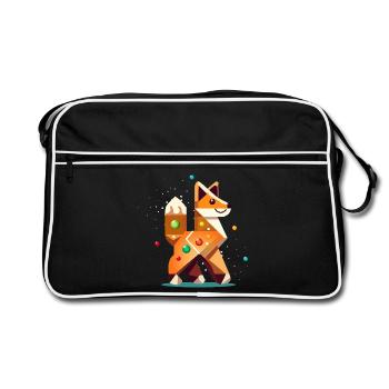 Fuchs im Lebkuchen Stil– Kreatives Weihnachtsmotiv - Retro Tasche - Schwarz/Weiß - Vorne