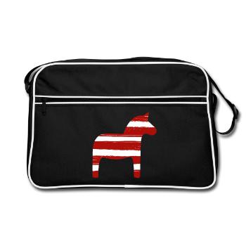 Dala Horse Stripes Christmas Scandinavia Decoration - Retro Bag - black/white - Front