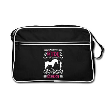 Horse Girl Born To Ride Forced To Go To School - Retro Bag - black/white - Front