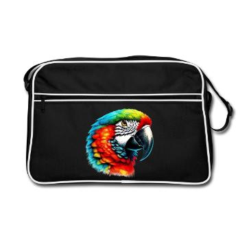 Papagei - Retro Tasche - Schwarz/Weiß - Vorne