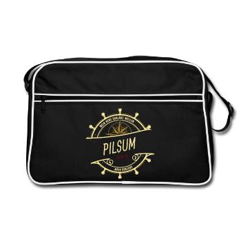Mein Herz schlägt Wellen - Pilsum - Retro Tasche - Schwarz/Weiß - Vorne