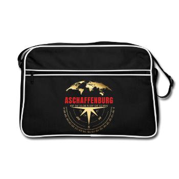 Koordinaten Aschaffenburg - Retro Tasche - Schwarz/Weiß - Vorne