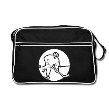 Dessin d’un joueur de hockey sur glace - Sac Retro - noir/blanc - Devant